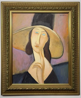 Amedeo Modigliani 1884-1920 Oil  on Canva In The Style Of painting Signed