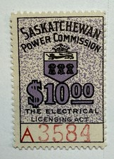 Canada-Saskat. #SE27 VanDam 1937 $10 Power Comm. revenue MLH/VF;  $25 CD