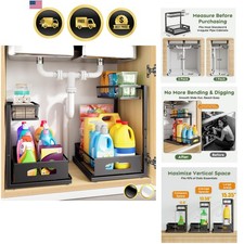 Under Sink Organizer, 2 Pack Cabinet Organizer for Kitchen, Height Adjustable...