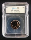 1937 BUFFALO NICKEL ~ ROSE GOLD PLATED ~ ICG CERTIFIED GENUINE ~ ND ~ KM# 134