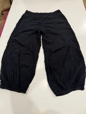 KLEEN 100% Linen Cropped Pants Size Large Color Black Boho Artsy Comfort