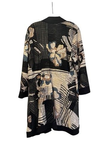 R&M Richards Übergröße 16 Art to Wear Staubmantel Strickjacke Oberteil schwarz hellbraun weiß - Bild 9 von 12