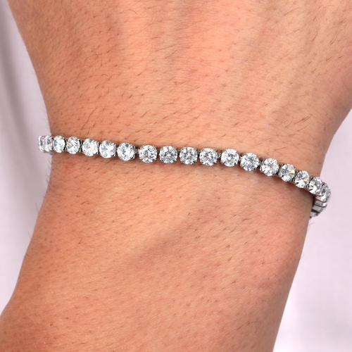TENNIS Bracciale Uomo in Acciaio, Cristalli, Smalto, IP Nero - SANN42 - Foto 5 di 12