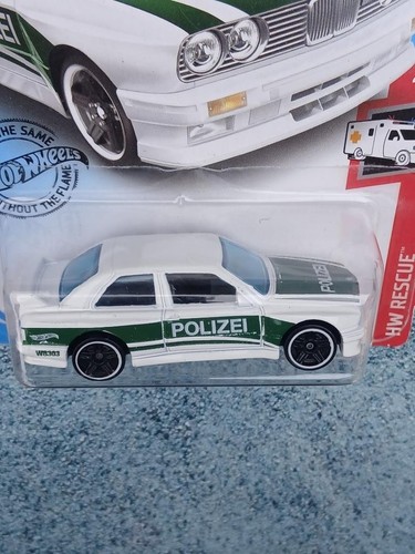 Hot Wheels 2020 #207/250 1992 BMW M3 white and green Polizei Police @L Long Card - Picture 2 of 2