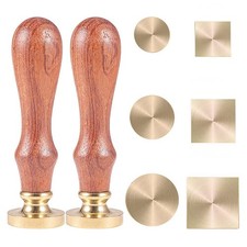CRASPIRE Blank Wax Seal Stamp Set 6PCS Sealing Solid Brass 6pcs Round Square