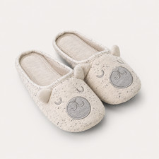 Women's Bear Face Slippers Closed Toe Soft Indoor House Shoes Cozy Slip-On Mule