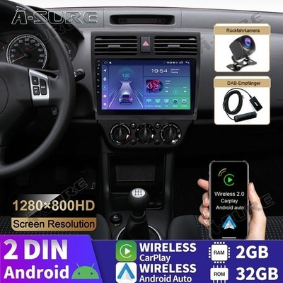 Carplay 2+32G Android 14 Autoradio GPS Navi Kam Für SUZUKI SWIFT III EZ MZ DAB+