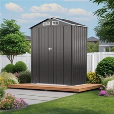 5' x 3' Outdoor Metal Storage Shed w/Lockable Door for Backyard Garden Tool Shed