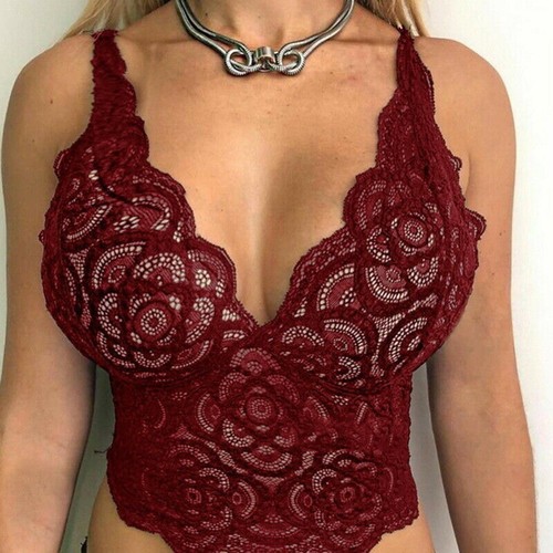 Comfort Tops Women Sexy Soft Summer V-Neck Bralet Crop Top Floral Lace - Picture 8 of 13