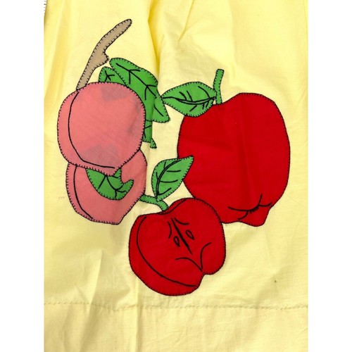 Vintage Kitchen Apron Handmade Appliqué Fruit Yellow - Picture 6 of 7
