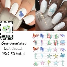 Sea Creatures Waterslide Finger Nail Decals Instructions set of 50 KC Bonus
