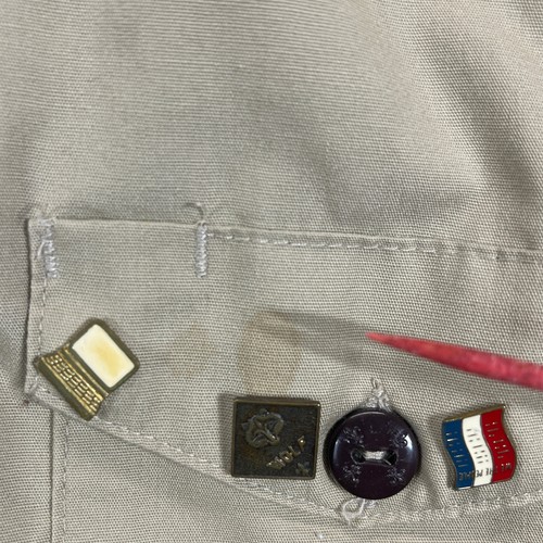 Camicia uniforme giovanile vintage Boy Scouts of America grande marrone spille toppe hoosier - Foto 8 di 14