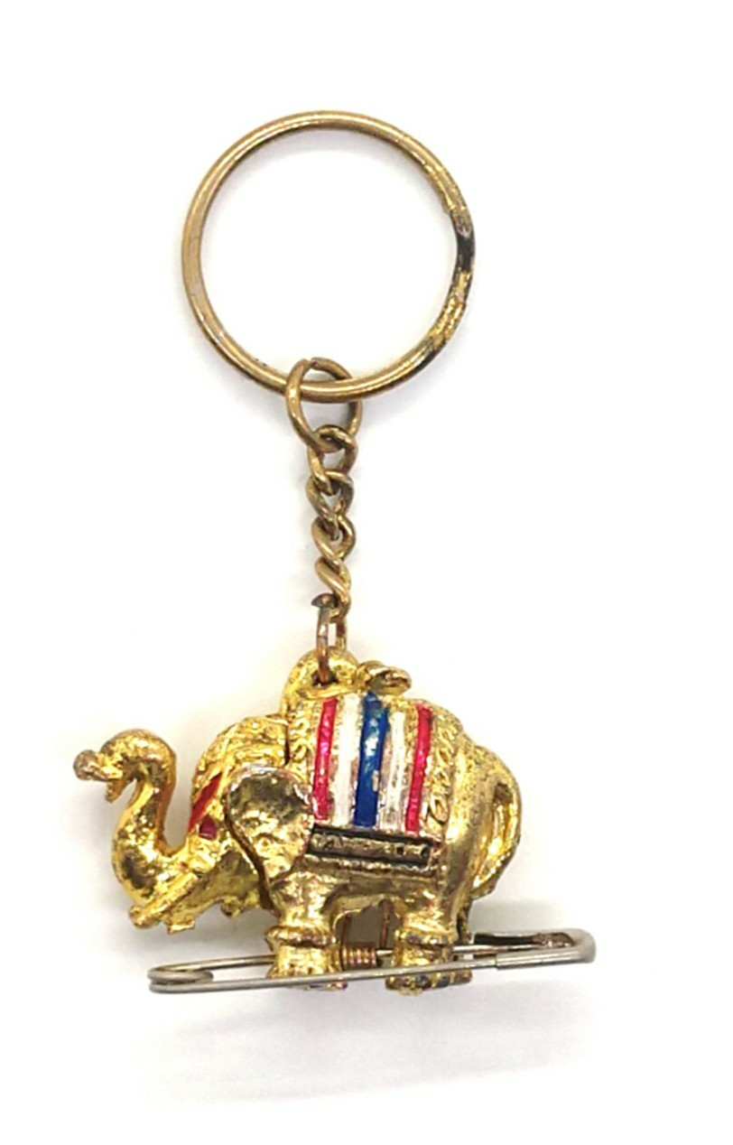 Vintage Bangkok Thailand Elephant Locket Keyring Keychain