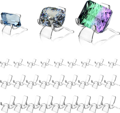 30 Pieces Rock Display Stand, Mini Acrylic Easel Stand in Assorted 3 Size, Clear