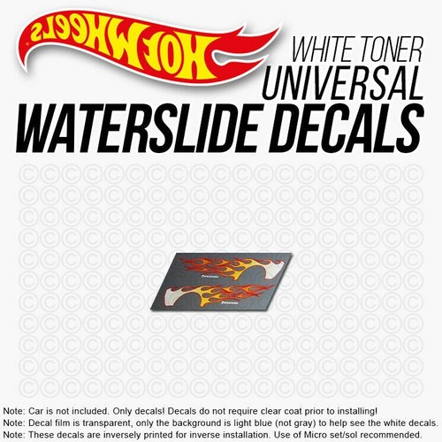 1/64 Scale FLAMES WaterSlide White Toner Decals for Hot - Picture 3 of 12