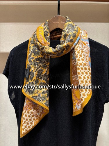 Sallys 70% Cashmere & 30% Silk Paisley Print Double Layer Ribbon Scarf 150*26cm - Picture 37 of 48