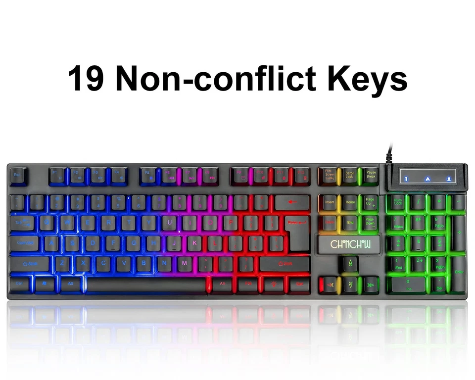 Keyboard and Mouse Gaming LED Wired Combo with Emitting Character Keyboard 48... - Image 4 of 4