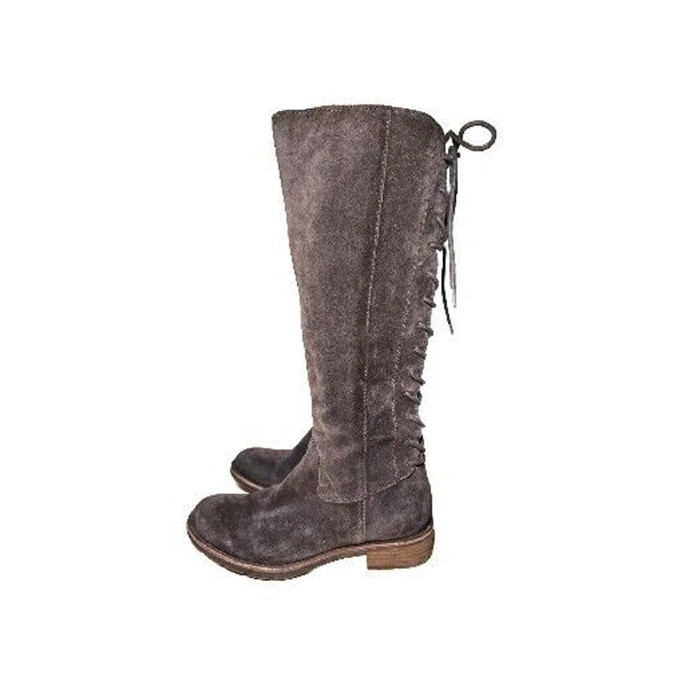 Aqua Sofft Sharnell Brown Suede Knee High Boots Lace Up Zip Water Resist. Sz 7M - Image 2 of 4