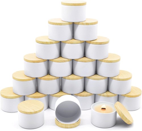 Elegant 8oz White Candle Containers with Leakproof Lids - 24 Pack for Crafting - Picture 3 of 10