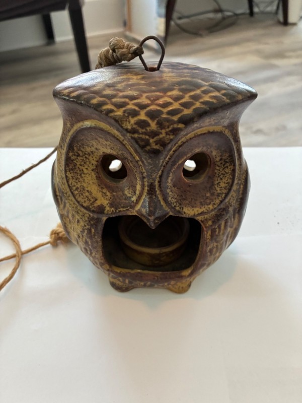 Brown/Gold Ceramic Hanging Owl Tealight Holdet