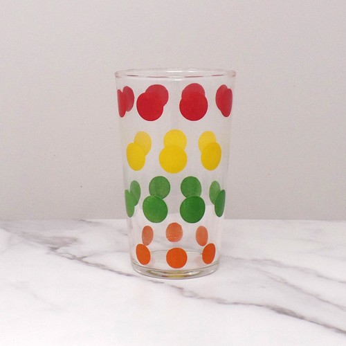 Vintage Juice Glass, Colored Dots, 10 oz (1960s) - Picture 3 of 8