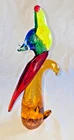 Murano Art Glass Parrot Figurine 13.5” Tall Multi Color Sommerso Bird