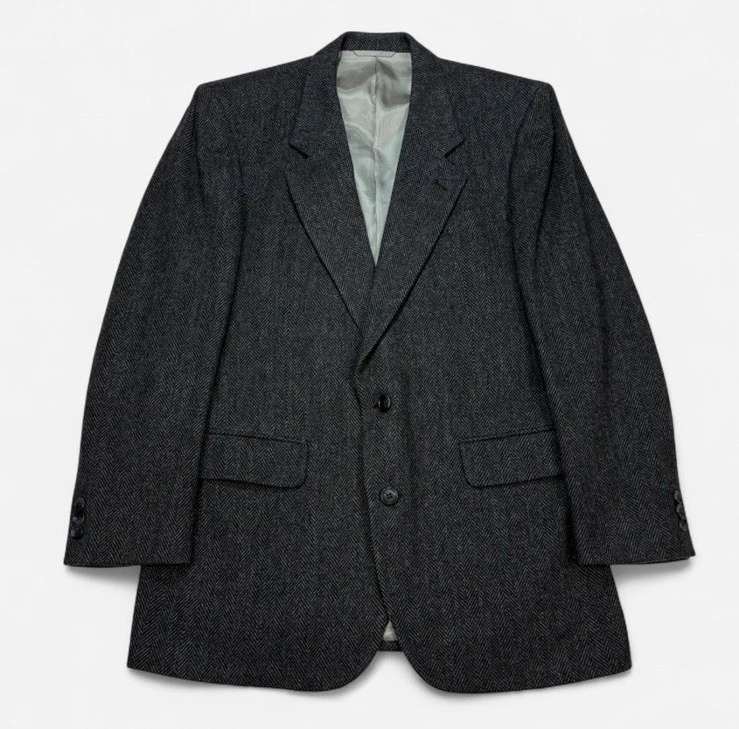 James Whitehead Lambswool Blazer 40R Gray Herringbone Woolmark