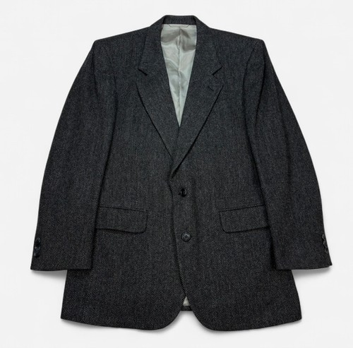 James Whitehead Lambswool Blazer 40R Gray Herringbone Woolmark