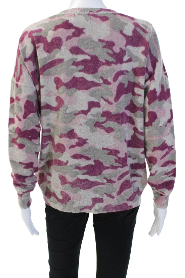 27 英里女式羊绒针织迷彩套衫毛衣上衣粉色 M 码 — 第 3/4 张图片