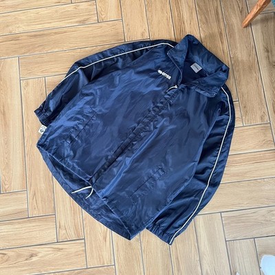 Errea Vintage Jacke sportwear windjacke mit Kapuze 90er Streetwear Marineblau L