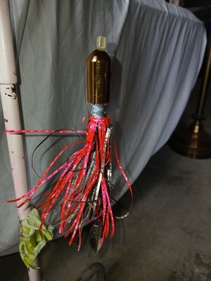 Saltwater Spinner Lure with Skirt, Spinner Blade, Red Silver Black, Negative