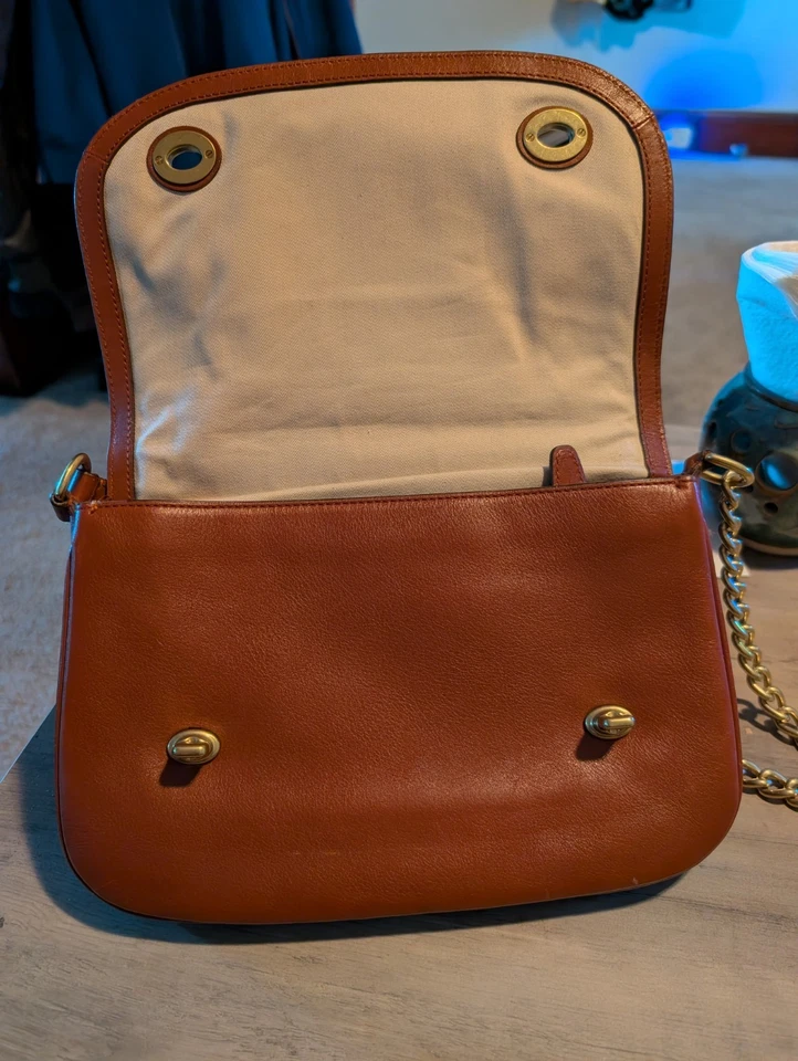 Bolso de hombro Coach Legacy de cuero con doble solapa reforzada 25361 marrón coñac Foto 4 de 4