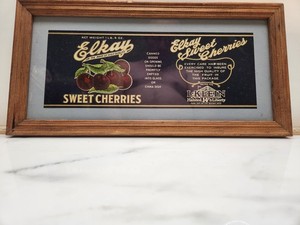 Elkay Sweet Cherries Advertisement Freamed 7 X 14" Excellent Americana