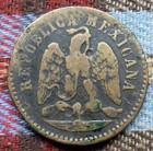1873 Zs Mexico 1-Centavo Coin, Mexican Un Centavo Coin, Eagle, Reeded Edge — photo 2