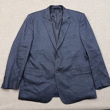 Jos A Bank Blazer Mens 46 Long Blue Linen Blend Jacket Tailored Fit Classic