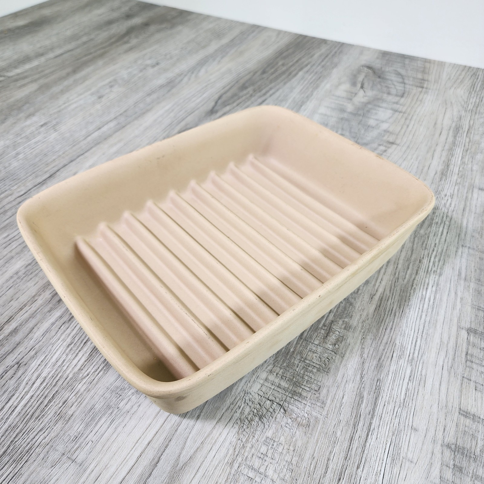 Pampered Chef Small Rectangle Ribbed Stoneware Baker 5114