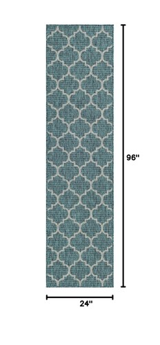 Unique Loom Outdoor Trellis Collection Area Rug (2' x 8' Runner, Teal/ Gray) - Picture 2 of 8