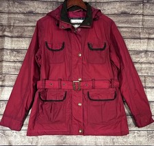 Jack Murphy Dublin 1922 Red Waxed Cotton Belted Field Jacket Womens US 12 UK 14