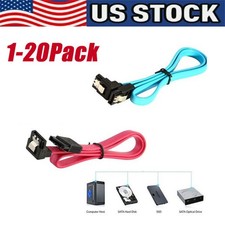 SATA III Cable 6Gbps 90 Degree Right Angle Locking Latch 18 Inches for HDD Lot