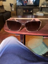 Gucci Women's Clear Pink Frame Sunglasses with Dark Gradient Lenses
