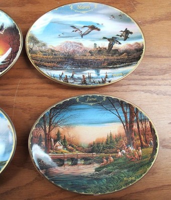 Terry Redlin Seasons to Remember Calendar Plates complete Set of
