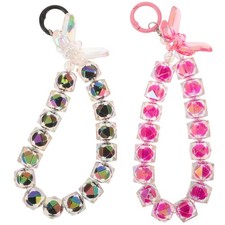 2 Pcs Phone Wristlet Lanyard Strap Mobile Bead Chain Detachable Bracelet