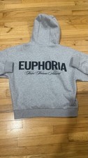 Euphoria Gray Pullover Hoodie Crew Neck Long Sleeve Women's Sweatshirt