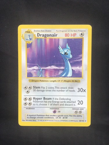 Pokemon Cards: Base Set Shadowless Rare: Dragonair 18/102