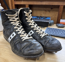 Vintage 1940's Black Spot Bilt Leather High Top Collectable Football Cleats