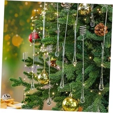 21 Set Christmas Tree Candle Holder Glass Raindrop Christmas Ornaments with 