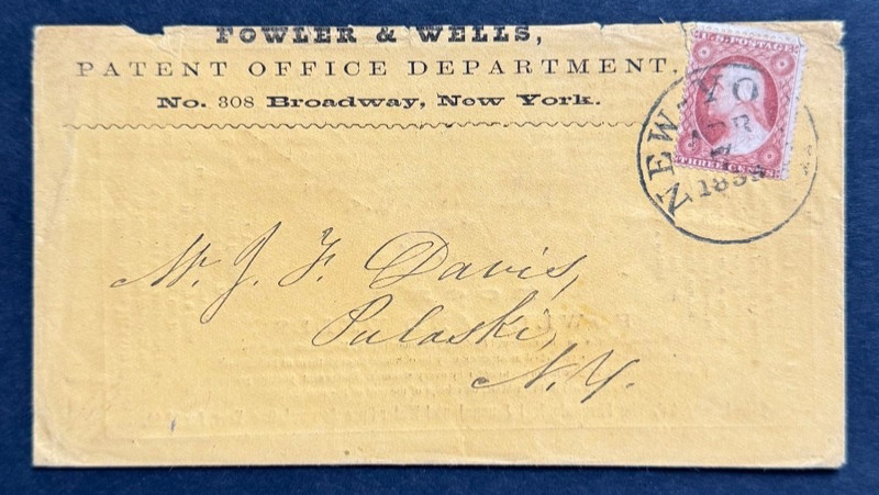AtoZ. Fowler & Wells Books Magazine Ad Cover 1855 New York (See Back)