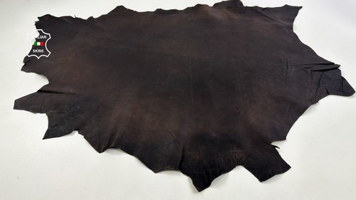 DARK BROWN MATTE ANTIQUED RUSTIC LOOK Soft Lambskin Leather 7+sqf 0.7mm #C5333 - Picture 2 of 7