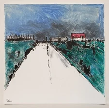 No.631 Original Abstract Modern Minimal  Landscape Painting By K.A.Davis