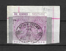 New Zealand 1880 QV Longtypes high value 100 POUNDS etc on-piece